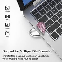 8GB 64GB en forma de corazón USB 2,0 Flash Drive Crystal Memory Stick Llavero de metal Jump Drive Pen Joyería Collar USB-Pendrive rosa