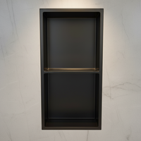 Meuble de rangement mural encastré moderne à double niveau pour salle de bain, en acier inoxydable, capacité de 50 lb, couleur/taille personnalisable