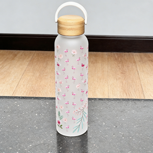 <span class=keywords><strong>Bouteille</strong></span> <span class=keywords><strong>d</strong></span>'<span class=keywords><strong>eau</strong></span> <span class=keywords><strong>en</strong></span> <span class=keywords><strong>verre</strong></span> givré transparent de 18 oz avec poignée, verrerie imprimée sur toute la <span class=keywords><strong>surface</strong></span> pour le bureau ou les voyages - Product Image 5