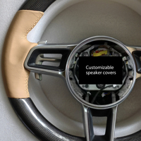 Volante Deportivo de Fibra de Carbono Redondo sin Botones, Color Beige, Compatible con Porsche 911, 718, Panamera, Macan, Boxster, Cayman, GT2, Todas las Series