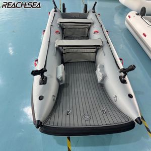 Bateaux pneumatiques catamaran <span class=keywords><strong>de</strong></span> 380 cm, pont en tapis gonflable, capacité <span class=keywords><strong>de</strong></span> 5 personnes, Reachsea avec transom en aluminium, grande <span class=keywords><strong>roue</strong></span>, <span class=keywords><strong>porte</strong></span>-canne à pêche - Product Image 1