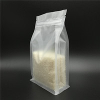 Sachet à fermeture éclair à fond carré et huit côtés, transparent mat dépoli, pour le stockage de céréales et de riz imprimé en héliogravure