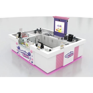 Kiosque de thé à bulles chaud au centre commercial <span class=keywords><strong>Whitefield</strong></span> Pink Boba bar comptoir de jus kiosque centre commercial stand de vente d'autres meubles commerciaux à vendre - Product Image 1