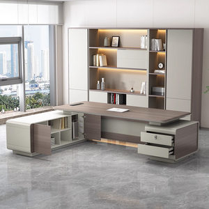 Modern Minimalist L-Shaped Executive <strong>Desk</strong>, CEO Manager Office <strong>Large</strong> <strong>Desk</strong>, High-End Business Office <strong>Desk</strong> - Product Image 3