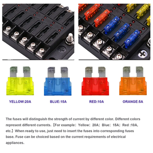 12路船用保险丝盒 12V DC，汽车 ATO/ATC 标准保险丝座，带盖子和 DIY 贴纸，汽车电动刀片保险丝盒 RV - Product Image 5