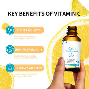 Suero antienvejecimiento con vitamina C, ácido ferúlico, reparación de daños solares, nutre, reafirma la piel, líquido <span class=keywords><strong>antioxidante</strong></span>, vitamina E para la cara, 30ml - Product Image 4