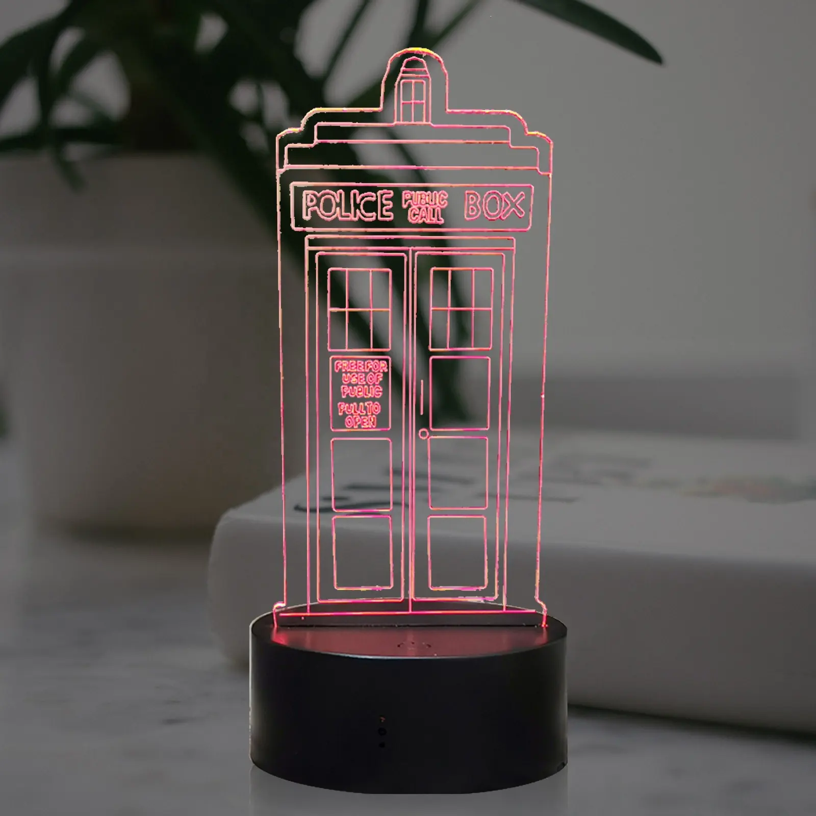 Lámpara de mesa óptica con forma de teléfono público para decoración de habitación de niños, luz LED 3D de noche con control remoto y cambio de 16 colores, con USB