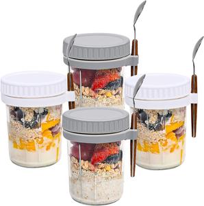 Vaso <span class=keywords><strong>de</strong></span> Vidrio Portátil para Yogur, Desayuno, Leche, Ensaladas, con Tapa y Cuchara, MIXWARES - Product Image 1