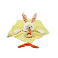Couverture de confort pour bébé OEM Lapin, jouet à hochet en peluche multifonctionnel doux pour la bouche, jouet d'éveil à griffer avec papier froissé