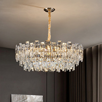 Lustre rond de luxe en cristal, luminaire suspendu pour le salon, lampe suspendue pour la salle à manger ou le salon