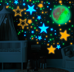 Autocollants muraux lumineux Lune Étoiles Autocollants fluorescents autocollants pour <span class=keywords><strong>chambre</strong></span> à coucher <span class=keywords><strong>Plafond</strong></span> <span class=keywords><strong>Chambre</strong></span> d'enfant Décoration murale qui brille dans le noir - Product Image 5