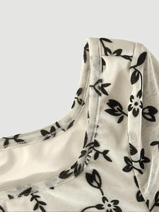 Abito a maniche lunghe da donna grazioso collo quadrato decorato con stampe floreali - Product Image 3