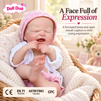 18 Zoll große Silikon-Reborn-Babypuppe mit weinendem Gesicht, rosa Mütze, weißem Oberteil, individuell gestaltet, lebensecht, handbemalt, Thanksgiving-Geschenk für Kinder