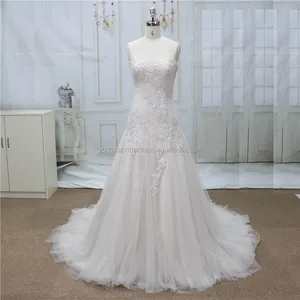 Well-known brand supplier two type soft lace with good beads beaded wedding dress