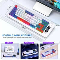 Keyboard Gaming Nirkabel 68-Key 3-Mode RGB LED Backlit Karet USB Type-C Ergonomis Kompak Membran untuk PC