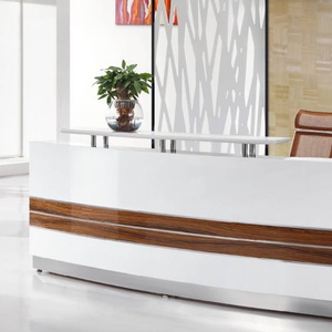 China Supply White Modern Wooden Reception <b>Desks</b> Counter Office Hotel Spa Beauty Salon Reception <b>Desk</b> Front - Product Image 1