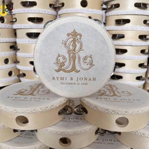 Tambourin de haute qualité pour tout-petits, avec logo personnalisé, instrument à bruit, tambourin à main, impression sur soie, 4 pouces, pour mariage, fête, église, tambour à main - Product Image 1