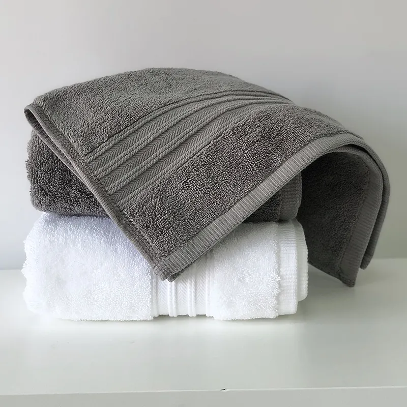 Factory wholesale 5 star hotel grey and white towel hand towels 100% cotton