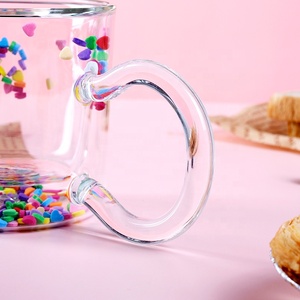Coreano Inspirado Ins Kawaii Bolha Estrela Rosa Coração Dupla Parede De Vidro Copo De Café Lidar Com Caneca De Leite Resistente Ao Calor Bonito Design Colher - Product Image 6
