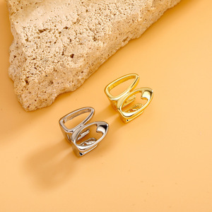 กริลล์ซสำหรับฟัน รูปหัวใจแบบกลวง ชุดสองชิ้น สีทองและสีเงิน สำหรับทุกเพศ ใส่ได้ทุกวัน สไตล์ฮิปฮอป รูปทรงเรขาคณิต - Product Image 1