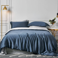 Parure de lit en satin de soie, ensemble de literie multicolore en soie, pour hôtel, taille queen, 4 draps