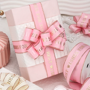 Tùy chỉnh "lời chúc tốt nhất cho bạn" Trắng với logo vàng lá <span class=keywords><strong>Ribbon</strong></span> trên Grosgrain lá <span class=keywords><strong>ribbon</strong></span> in logo bán buôn Quà Tặng đóng gói - Product Image 6