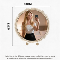 Miroir de courtoisie pour femme, design Art Déco, cadre métallique, écran LED intelligent, bande lumineuse LED multifonctionnelle personnalisée, haut de gamme