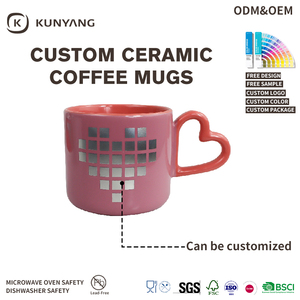Fournisseur de fabrication de tasses en céramique avec poignée en forme de cœur, logo de lapin personnalisé, couleur, cadeau pour la maison ou le bureau, tasses à café en céramique - Product Image 4