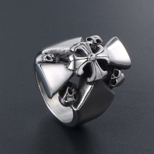 <b>Titanium</b> Steel Skull <b>Ring</b> Cross Floral Windmill Design Men's Hip Hop Jewelry SA508 - Product Image 2