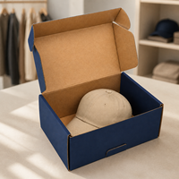 Boîte d'expédition personnalisée en carton ondulé pour casquettes de baseball, emballage recyclable en carton ondulé E pour casquettes snapback et trucker