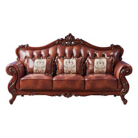 Canapé en cuir véritable de style européen en forme de U, suite de salon en cuir pleine fleur, chaise longue luxueuse en bois massif sculpté