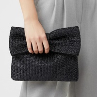 Sac à main en paille bohème décontracté pour femme avec nœud et fermeture éclair, idéal pour les loisirs et les voyages – Collection Été 2026