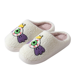 Nouvelle Collection Automne-Hiver – Chaussons Confortables Unisexe en Coton Doux et Fourrure, Motif Œil de Diable, Semelle Caoutchouc, Idéals pour l'Intérieur - Product Image 5