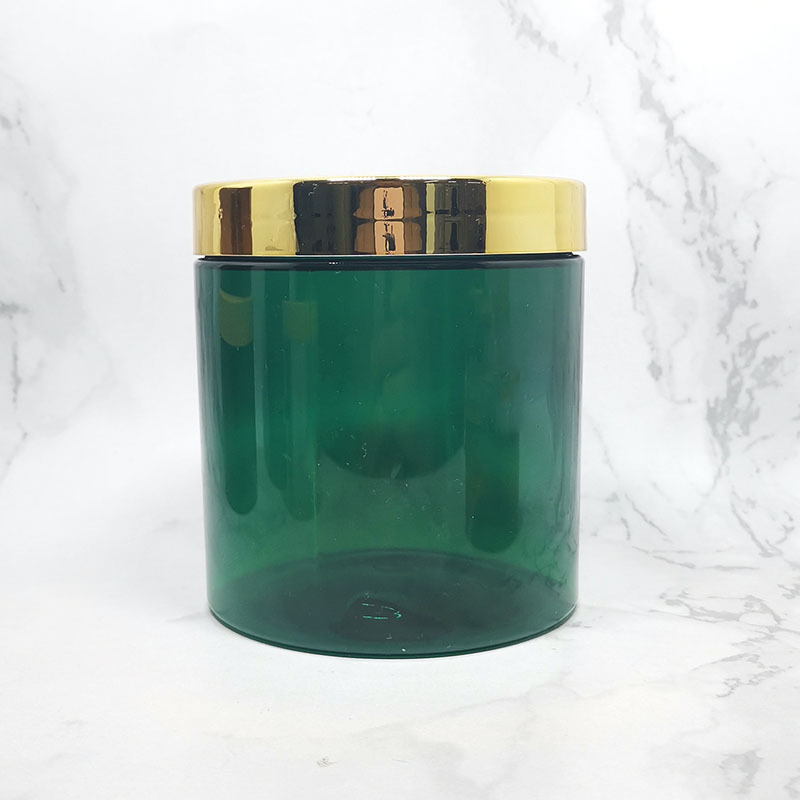 round plastic packaging body butter cosmetics green 500 ml pet jar