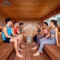 Cabine de sauna extérieure de luxe - Sauna pour 4 à 6 personnes, bois thermo traité CLT, éclairage LED ambiant, espace de bien-être en plein air pour les spas
