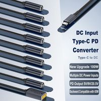 Câble d'alimentation en nylon USB-C mâle vers DC femelle PD 100W 5A à charge rapide, entrée 5V/9V/20V, portable pour ordinateurs portables, tablettes et appareils USB-C