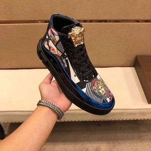 Nouvelles baskets de luxe pour hommes 2026, imprimé baroque, accents dorés, motif géométrique multicolore, à lacets - Product Image 4