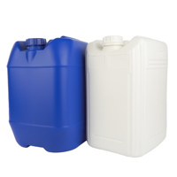 Tambours vides de baril d'eau carrés en plastique bleu blanc de HDPE de liquide chimique de qualité alimentaire de 5L avec le logo personnalisé de preuve de fuite de bouchon à vis