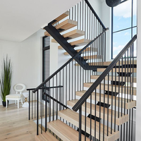 CBMMART Rampes modernes en acier inoxydable avec corde design personnalisé Escalier en bois de chêne
