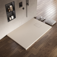 Receveur de douche rectangulaire moderne en résine de pierre noir/blanc, personnalisable, en surface solide, pour salle de bain, vente en gros