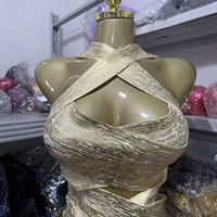 Haut Halter Sans Manches Imprimé Métallisé Effet Bandage Femme Grande Taille Coupe Ajustée