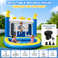 Aufblasbares Hüpfhaus mit Planschbecken, Outdoor-PVC-Wasserspringschloss für Kinder; Inklusive Kabelgebundenem Luftgebläse