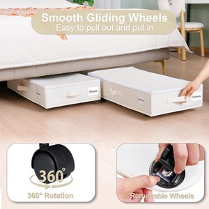 Aluminum Wheels <strong>Underbed</strong> <strong>Storage</strong> 100% Cotton <strong>Fabric</strong> Foldable Sustainable Modern Organizer Rectangle Bed <strong>Storage</strong> Box Pants Shoes - Product Image 2
