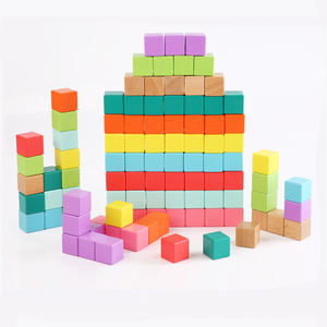 Personalizado Educacional 60pcs 3cm Faia Madeira Blocos Blocos De Construção De Madeira Coloridos para Empilhamento Brinquedos - Product Image 1