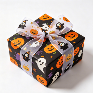 Ruban en organza transparent de luxe sur mesure avec nœud personnalisé, boîte cadeau avec logo personnalisé, pour décoration de fête d'Halloween - Product Image 5