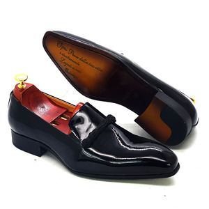 Mocasín de <span class=keywords><strong>charol</strong></span> negro con correa para <span class=keywords><strong>hombre</strong></span>, zapatos de conducción sin cordones, informales, puntiagudos - Product Image 6