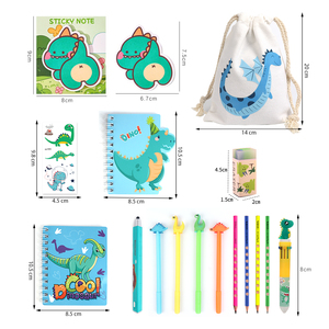 Venta al por mayor de suministros para fiestas temáticas de dinosaurios, juego de regalos de estudio para niños, bolígrafo de dinosaurio, borrador de lápiz, bolsas de lona, Bloc de notas - Product Image 6
