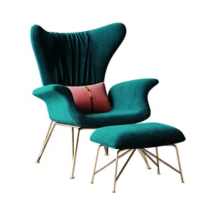 Cadeiras de sala de estar, cadeiras de luxo com design moderno e verde de alça alta, veludo, para sala de estar