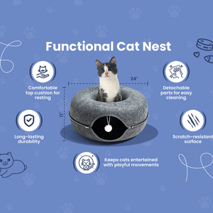 Neues Heißes Angebot: Großhandel Luxuriöses Kreatives Doppelstöckiges Donut-förmiges Maßgefertigtes Polyester Umweltfreundliches Tunnel-Katzenbett - Product Image 5