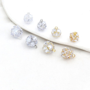Wholesale diamond ball pendant, 14K gold-plated, color-preserving, zircon-<b>set</b>, round ball pendant, DIY necklace, jewelry, D103 - Product Image 1